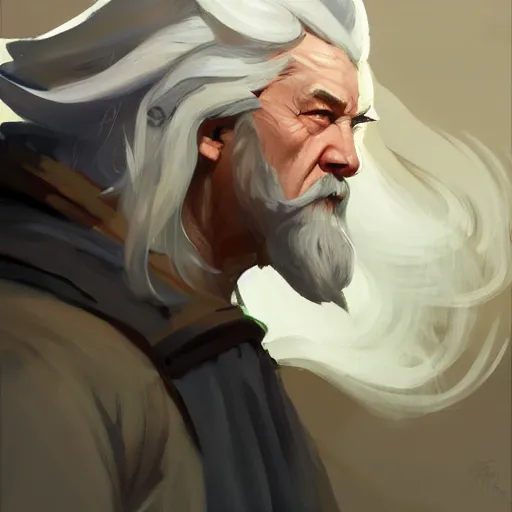 Image similar to greg manchess portrait painting of gandalf as overwatch character, medium shot, asymmetrical, profile picture, organic painting, sunny day, matte painting, bold shapes, hard edges, street art, trending on artstation, by huang guangjian and gil elvgren and sachin teng