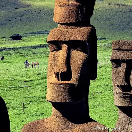 Image similar to Easter island head statue of a giga Chad with face characteristics of a gigachad