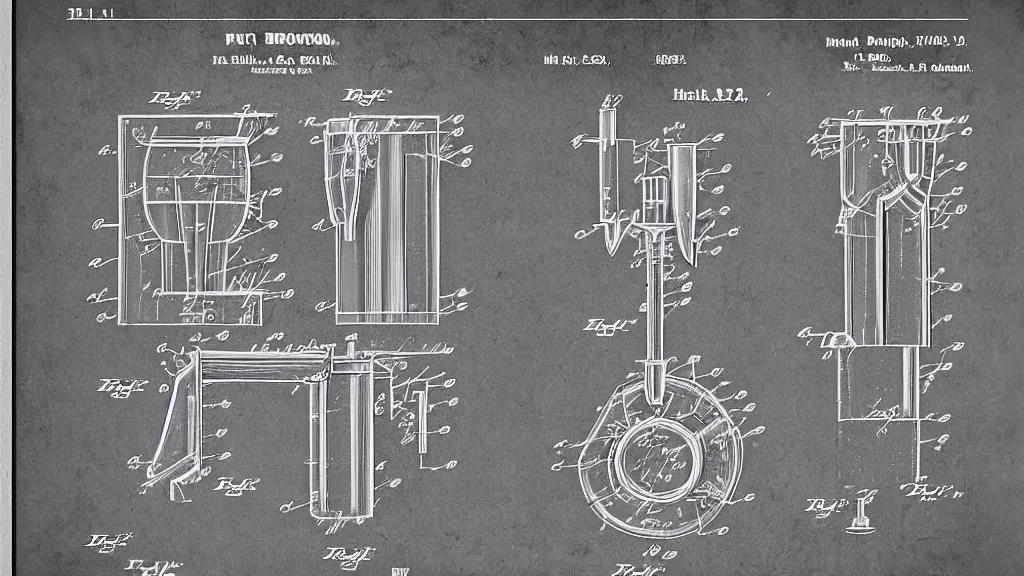 Prompt: a Patent drawing of mechanical toilet
