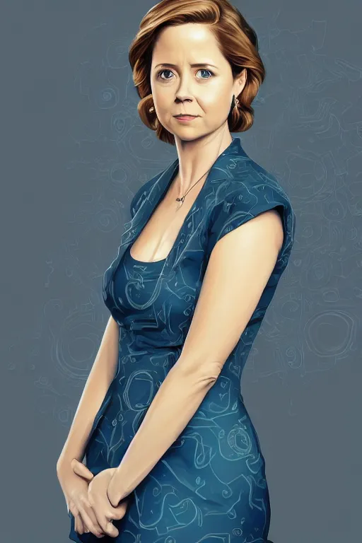 Image similar to Jenna Fischer as a CEO, cute, intricate, elegant, highly detailed, digital painting, 4k, HDR, concept art, smooth, sharp focus, illustration