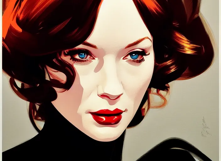 Prompt: portrait shot of christina hendricks by syd mead. intricate, elegant, highly detailed, centered, digital painting, artstation, concept art, smooth, sharp focus, illustration, artgerm, syd mead