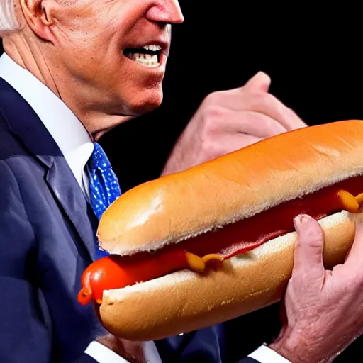 Image similar to joe biden accidentally uses a hot dog as a microphone at presidential debate