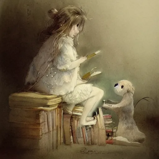 Prompt: ( ( ( ( ( story time. muted colors. ) ) ) ) ) by jean - baptiste monge