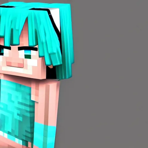 Prompt: Minecraft rendition of Hatsune miku