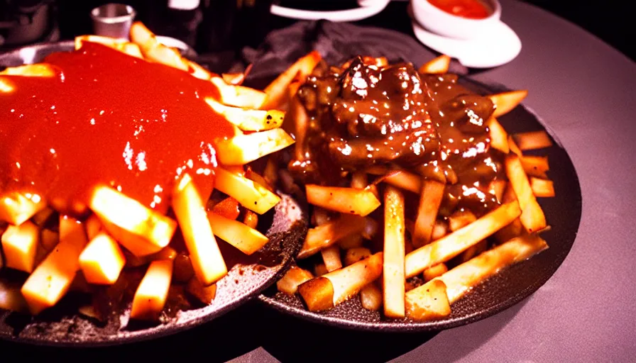 Image similar to poutine ( the canadian meal ) from mount doom, volcano texture, lava texture, fire texture