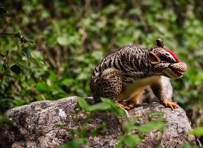 Image similar to wildlife photo of real life yoshi in the wild, 8 k, 8 5 mm f 5. 6