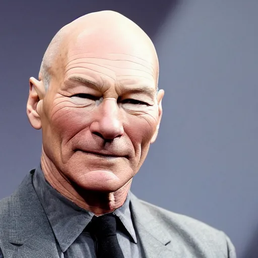 Prompt: patrick stewart, as captain jean - luc picard of the starship enterprise, avocado hat