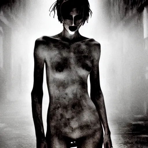 Image similar to supermodel in silent hill, steven meisel photography