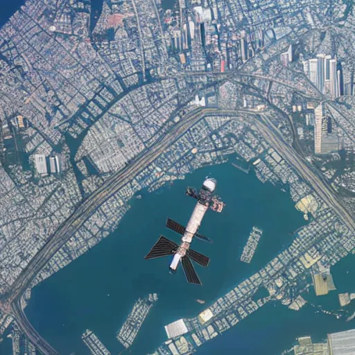 Image similar to giant kaiju in tokyo from the international space station