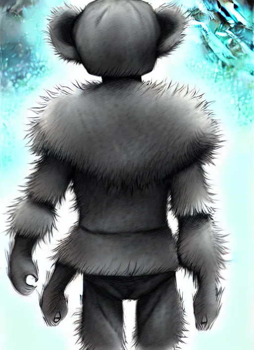 Image similar to beautiful little boy wearing an cyborg bear suit, artwork in kentaro miura and made in abyss and rosdraws, smooth, beautiful lightness, anatomically correct, trending on pixiv, forest