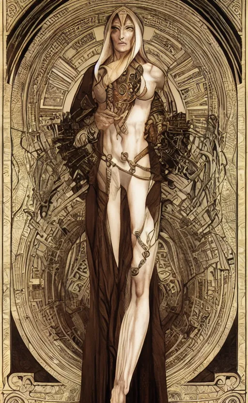 Image similar to julius caesar, front view, symetrical, full body, neutral background, intricate, sharp focus, illustration, aleksi briclot, rossbach, anna dittmann, rutkowski, mucha