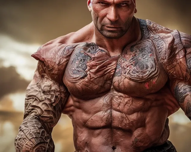 Image similar to dave bautista as goro. highly detailed 8 k. intricate. lifelike. soft diffused light. nikon d 8 5 0.