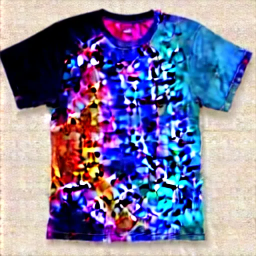 Image similar to A tie-dyed t-shirt with a Kirkland logo