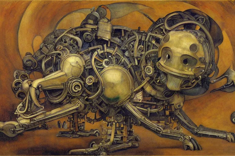 Image similar to mechanical robot rat, by annie swynnerton and diego rivera and elihu vedder, symbolist, dramatic lighting, art brut, soft cool colors, smooth, sharp focus, extremely detailed, adolf wolfli and ( donato giancola )