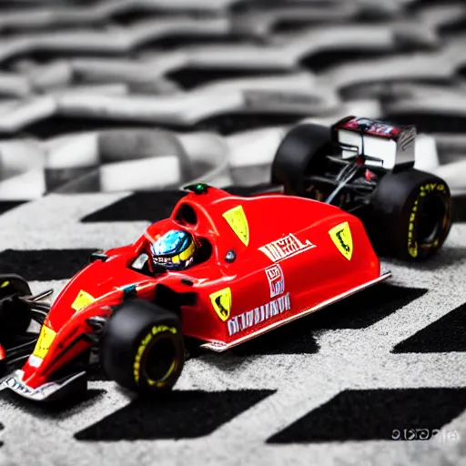 Image similar to photograph, hot wheels, formula 1, ferrari, monza, macro, bokeh