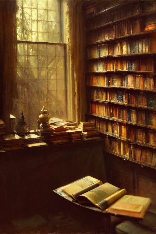 Image similar to soft colorsphotograph imax and solomon joseph solomon and richard schmid and jeremy lipking victorian loose genre loose painting book shop interior full of books disney