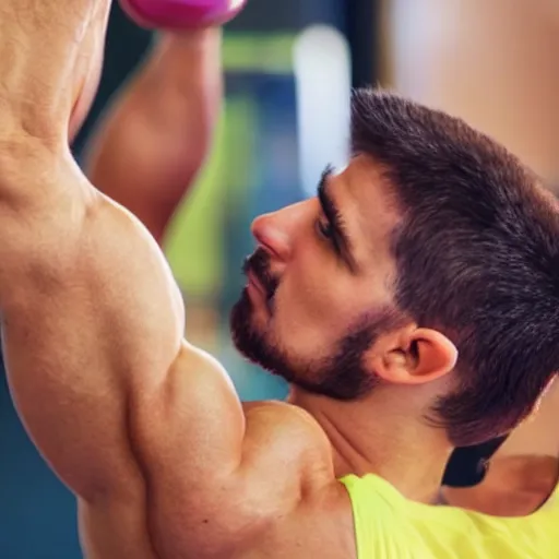 Image similar to “photograph of the body of a man flexing his muscles at the gym with the head of a hamster, sharp focus, hd”