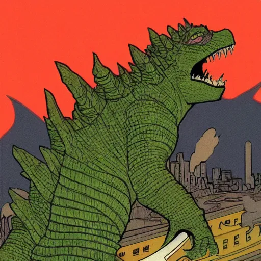 Image similar to godzilla by alan moore