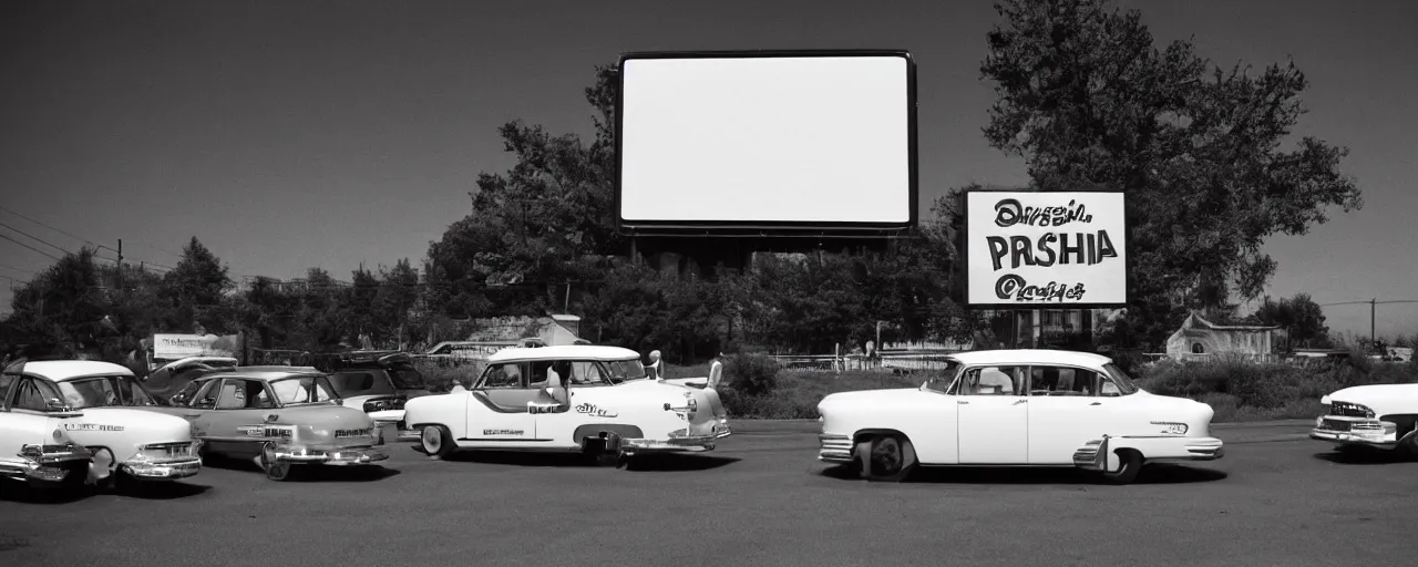 Image similar to 1 9 5 0 s drive in movie, featuring spaghetti on screen, in the style of michael kenna, kodachrome,