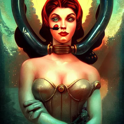 Image similar to lofi underwater bioshock naga portrait, Pixar style, by Tristan Eaton Stanley Artgerm and Tom Bagshaw.