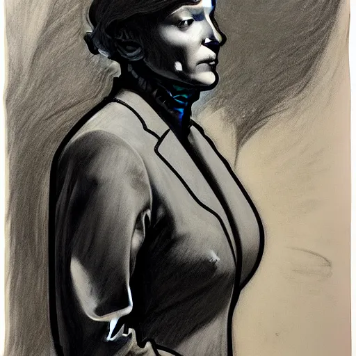 Image similar to charcoal drawing portrait of an astronaut woman in suit by edward hopper and jenny saville and raphael, darek zabrocki, alphonse mucha, simon stalenhag