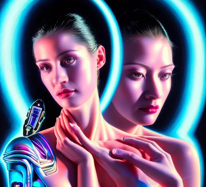 Image similar to beauty woman in holograms of alien artifacts, electrical case display, total recall tech, , ultrarealistic, dramatic lighting, electrical details, high details, 4k, 8k, best, accurate, trending on artstation, artstation, photorealism, ultrarealistic, digital painting, style of Tristan Eaton Stanley Artgerm and Hajime Sorayama, Caravaggio, Boris Vallejo