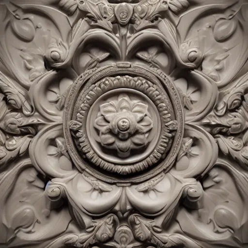 Image similar to Beautiful victorian baroque, ultra detailed, high definition, octane render 3d, ivory carved flower