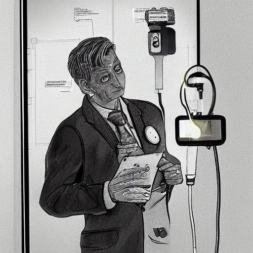 Prompt: doctor holding Ophthalmoscope in a hospital, digital art, art station, detailed , intricate, sci-fi,