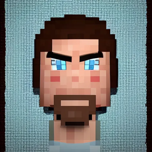 Prompt: hyperrealistic portrait caricature of steve from minecraft