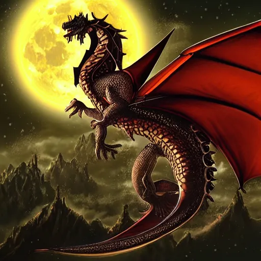 Prompt: Dragons on Moon highly detailed digital art