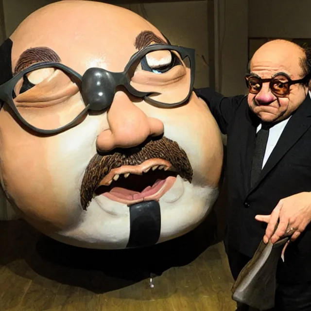 Prompt: a sculpture of danny devito by takashi murakami