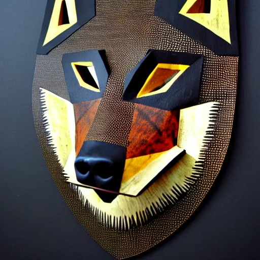 Prompt: african mask of wolf