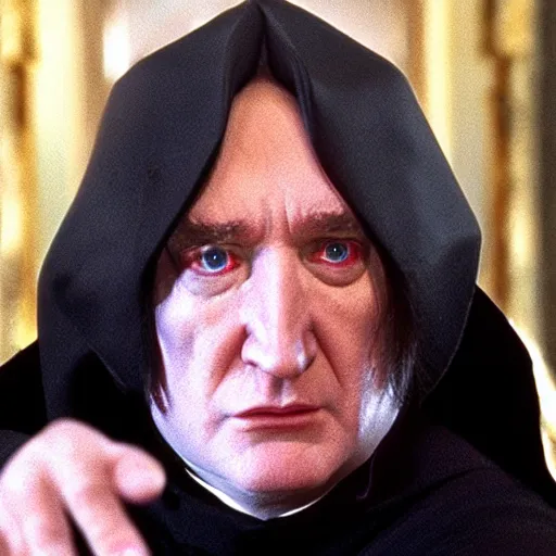 Prompt: a film still of donald trump as severo snape in harry potter