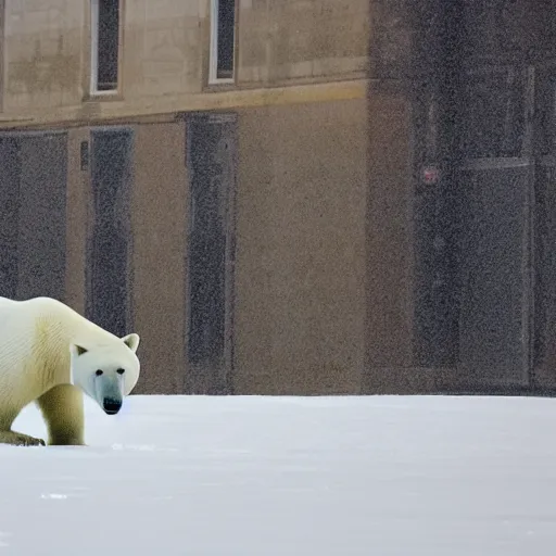 Prompt: a polar bear in the city