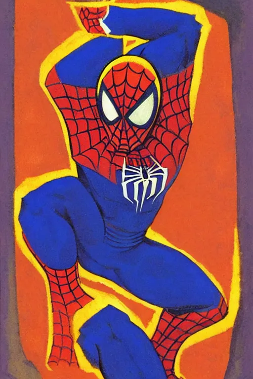 Image similar to artwork by nicholas roerich, spiderman, marvel,