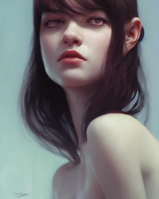 Image similar to a highly realistic, true to life portrait of a young woman, sharp focus, by ilya kuvshinov, ruan jia, tom bagshaw, trending on artstation, cinematic lighting, hyper realism, octane render, 8 k, hyper detailed.