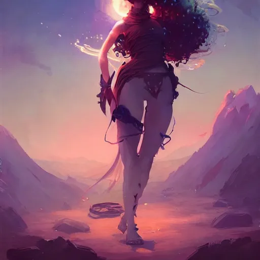 Image similar to a beautiful post apocalyptic gypsy wearing crop top, concept art by pete mohrbacher and guweiz and ilya kuvshinov, digital art, highly detailed, intricate, sharp focus, trending on artstation hq, deviantart, unreal engine 5, 4 k uhd image