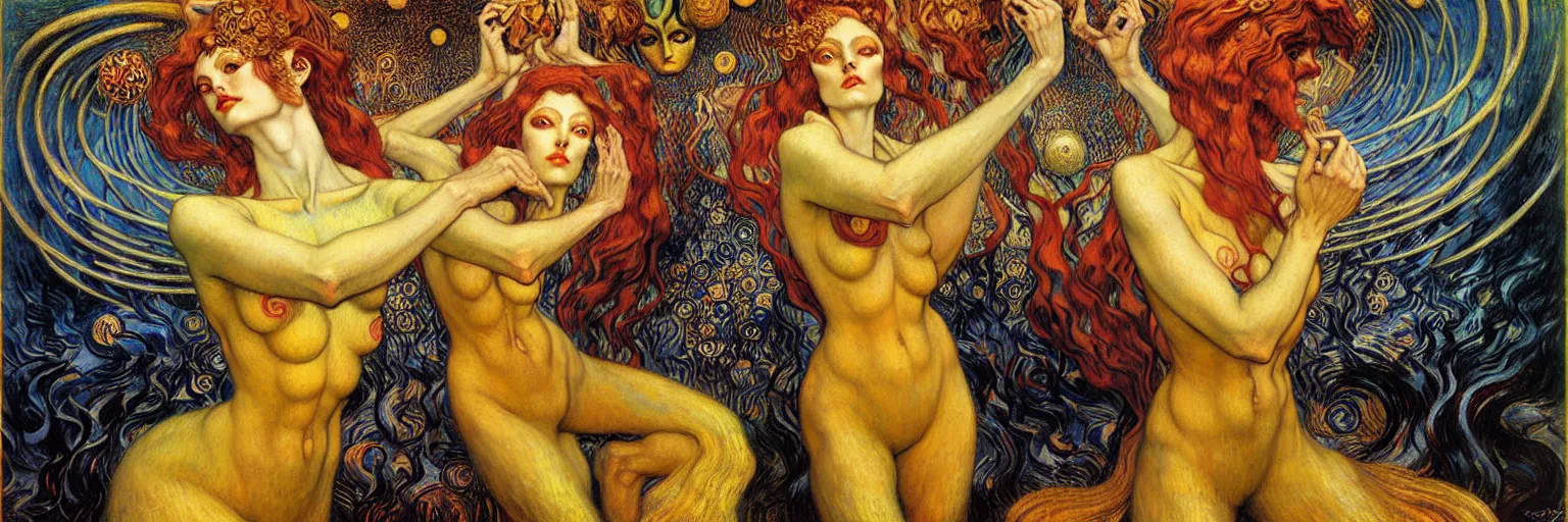 Image similar to Divine Chaos Engine by Karol Bak, Jean Delville, William Blake, Gustav Klimt, and Vincent Van Gogh, symbolist, visionary