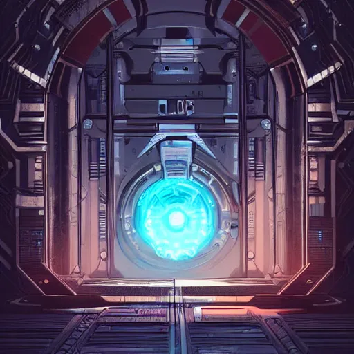 Image similar to an imposing vault door, detailed digital illustration by greg rutkowski, cyberpunk, android netrunner