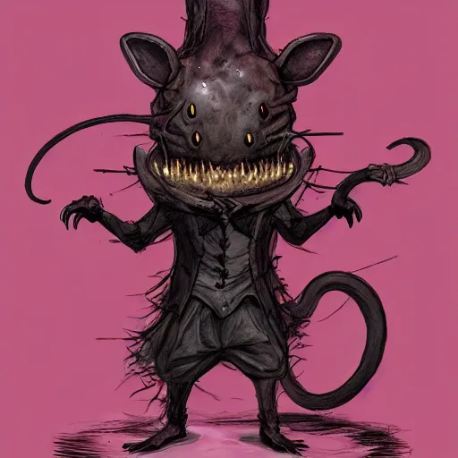 Prompt: Rattata in style of Bloodborne. Concept art, cosmic horror, body horror, ArtStation.