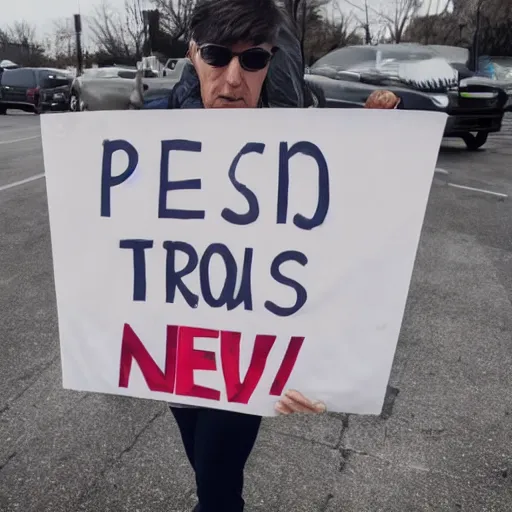 Image similar to a person holding a sign that says, news