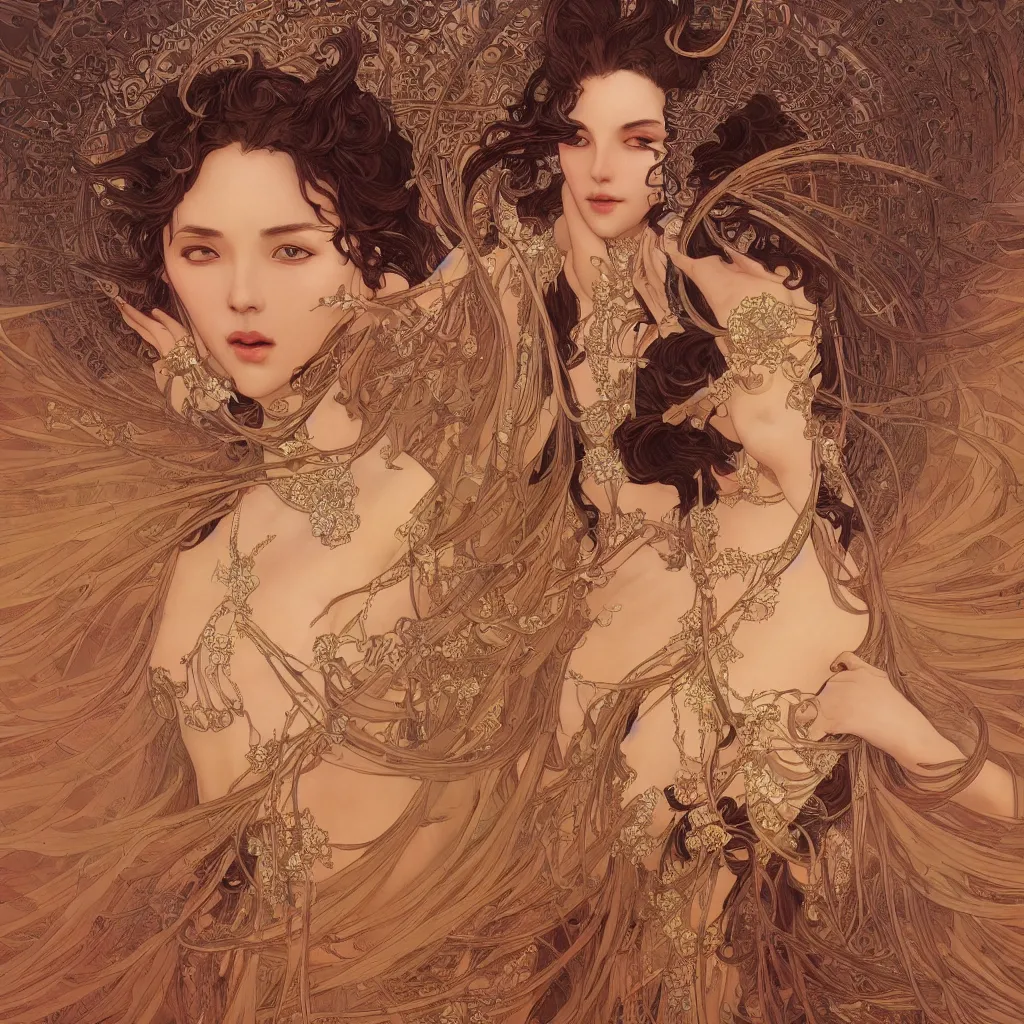 Image similar to a goddess dancing in the desert, symmetrical face, fantasy, intricate and very beautiful and elegant, highly detailed, digital painting, artstation, concept art, smooth and sharp focus, illustration, art by tan zi and ayanamikodon and alphonse mucha and wlop