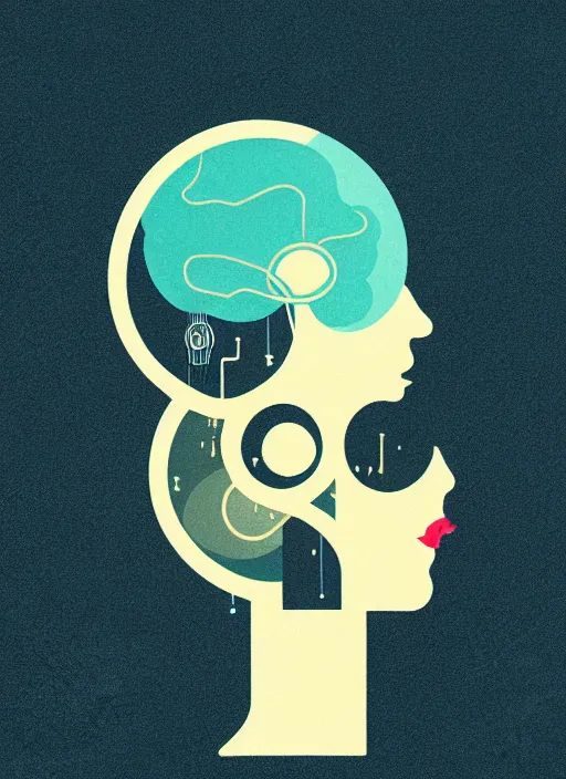 Prompt: minimalist logo icon for a wandering mind, brain, funnel, retro psychology, victo ngai, kilian eng, lois van baarle