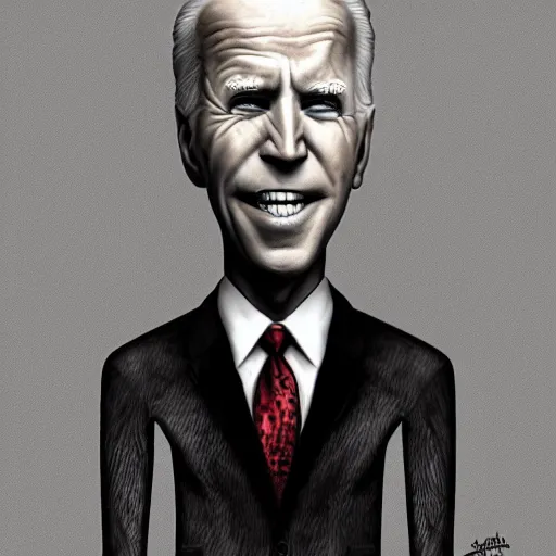 Image similar to michael karcz grunge drawing of joe biden. , in the style of corpse bride, loony toons style, horror themed, detailed, elegant, intricate, trending on artstation, 4k