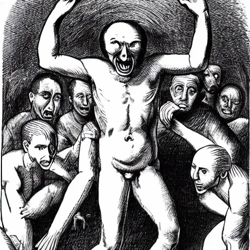 Image similar to Man arising from the ninth circle of hell