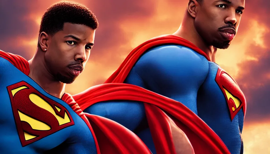 Prompt: Michael B. Jordan is Superman, hyperdetailed, artstation, cgsociety, 8k