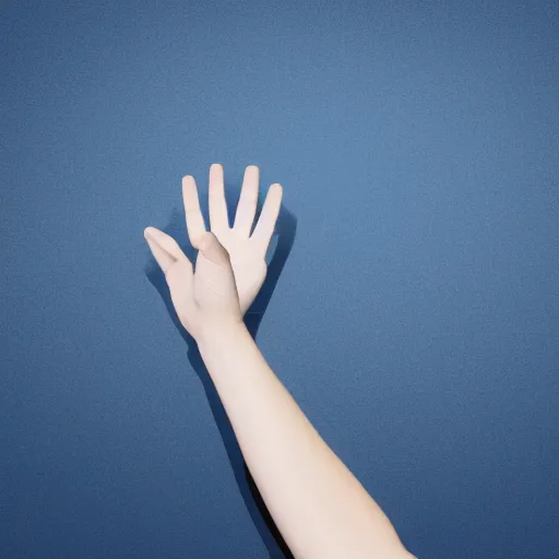 Prompt: hand in front of a blue screen background,