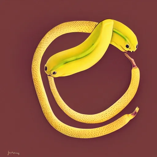 Image similar to a portrait of a snake made of a banana