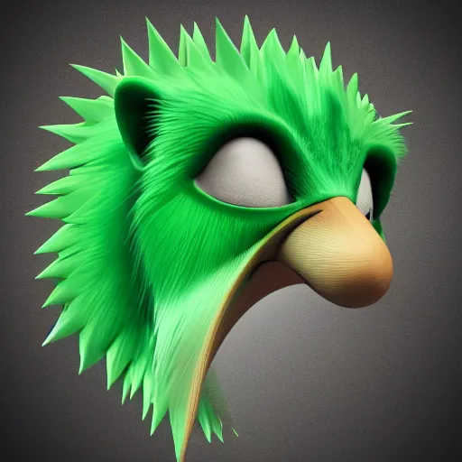 Image similar to behance hd, 3 d head of green hedgehog, cgsociety, symmetrical logo