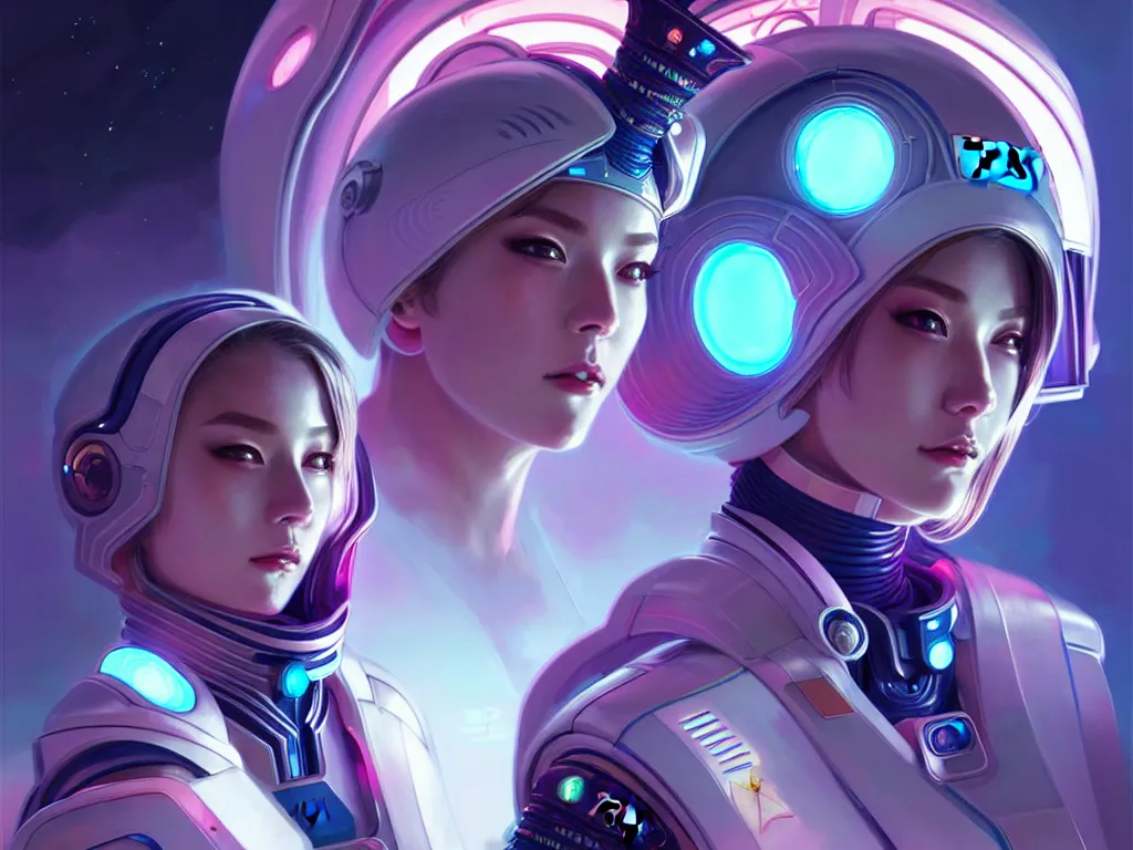 Image similar to portrait futuristic planet uranus police uniform female, in a future huge spaceship internal, neon light, ssci - fi and fantasy, intricate and very very beautiful and elegant, highly detailed, digital painting, artstation, concept art, smooth and sharp focus, illustration, art by tan zi and ayanamikodon and alphonse mucha and wlop